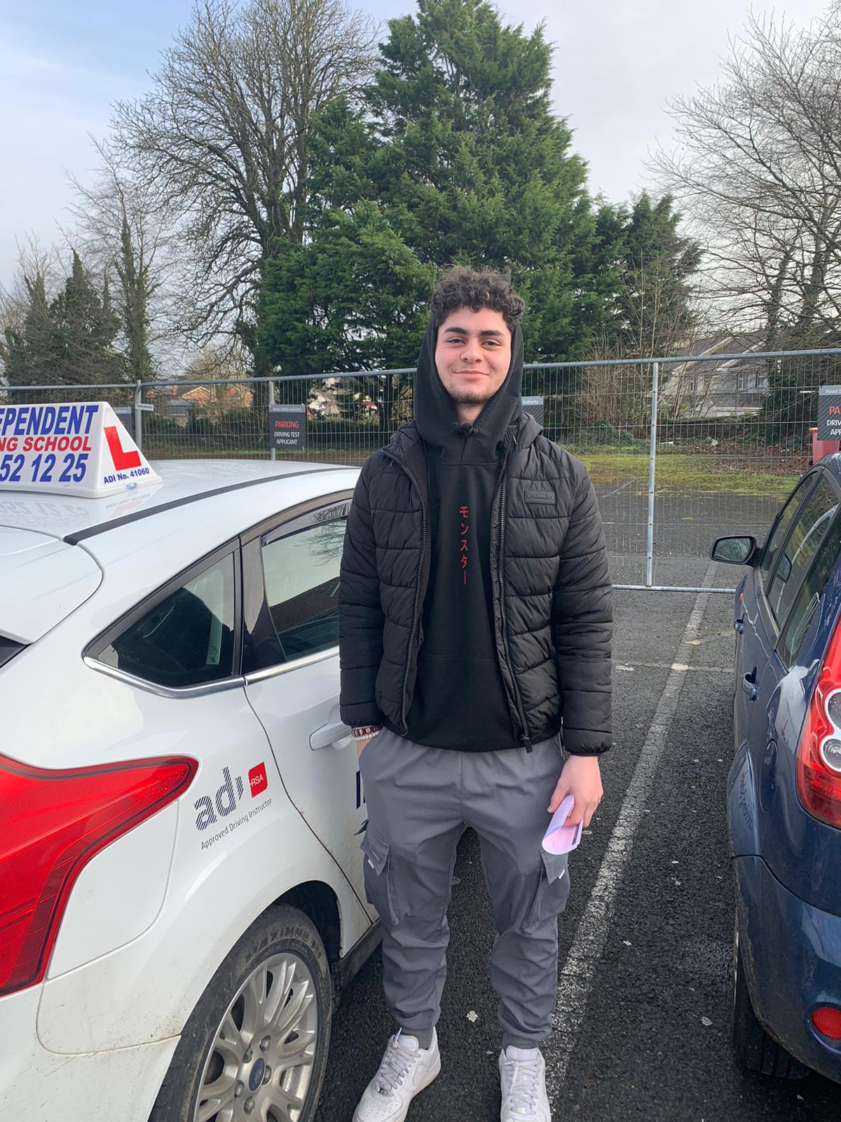 Student with driving test pass certificate